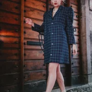 Wool Blazer with Shoulder Bows